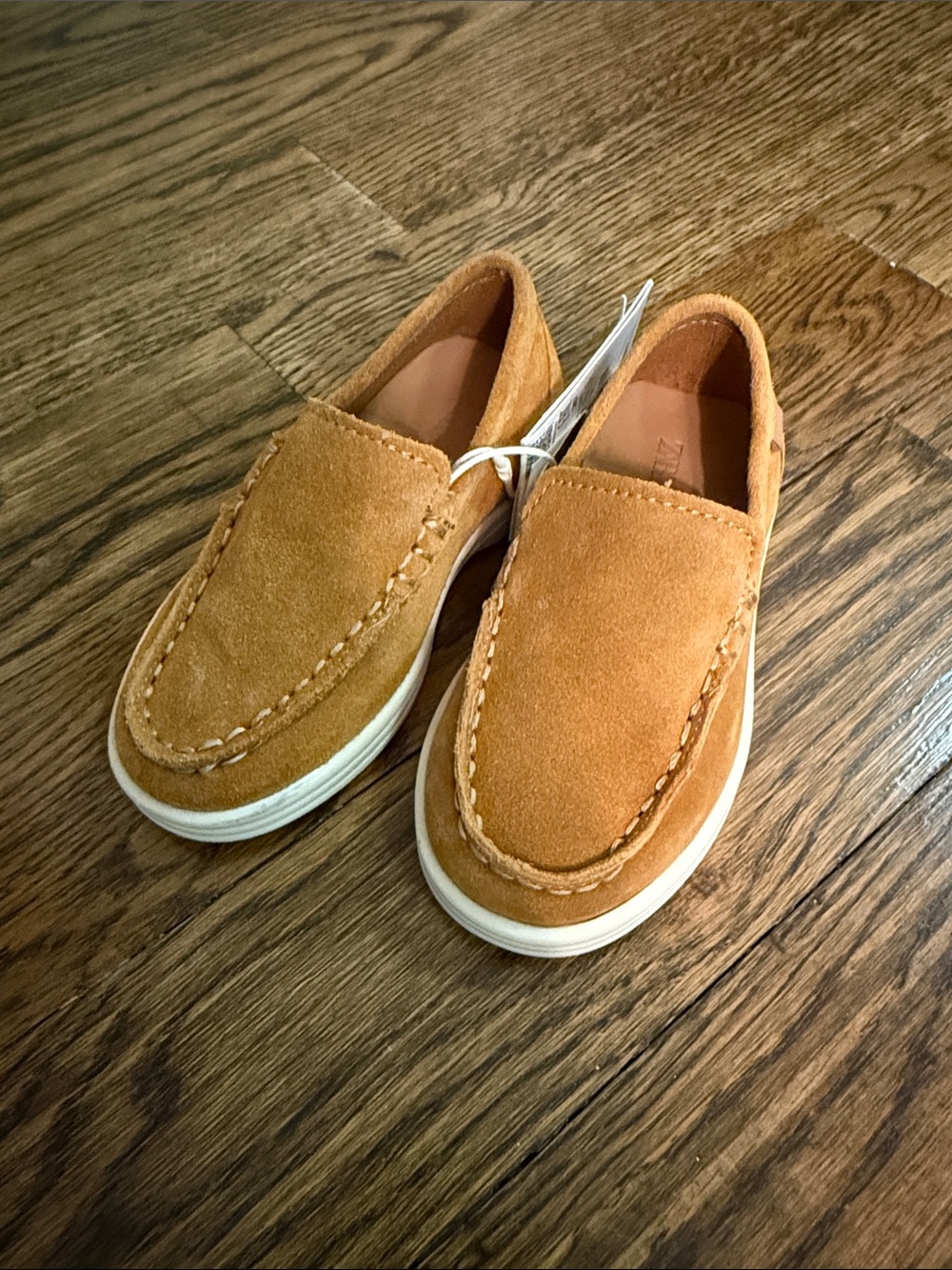 Zara NWT Younger Kids Brown Suede Loafers US Size 7
